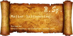 Malter Szilveszter névjegykártya